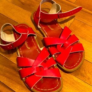 red saltwater sandals